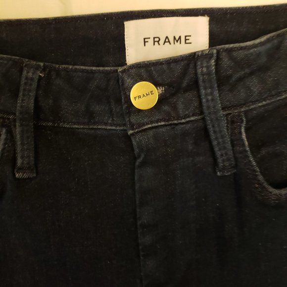 FRAME Le One Flare High Rise Stretch Denim Jeans In Keller Blue - Picture 5 of 11